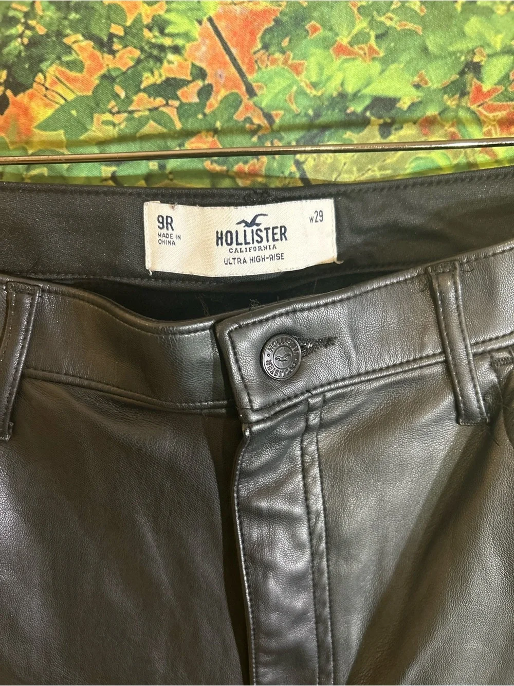 Hollister Black Faux Leather Ultra High-Rise Straight Pants